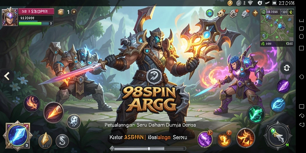 Screenshot utama 98SPIN menampilkan aksi pertarungan seru di dunia ARPG.