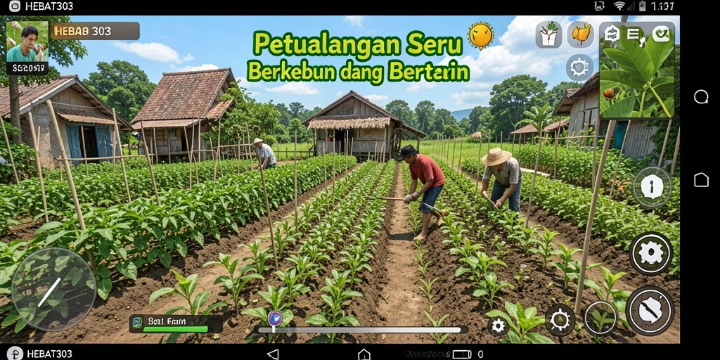 Tangkapan layar gameplay HEBAT303 menunjukkan aktivitas bertani yang seru.