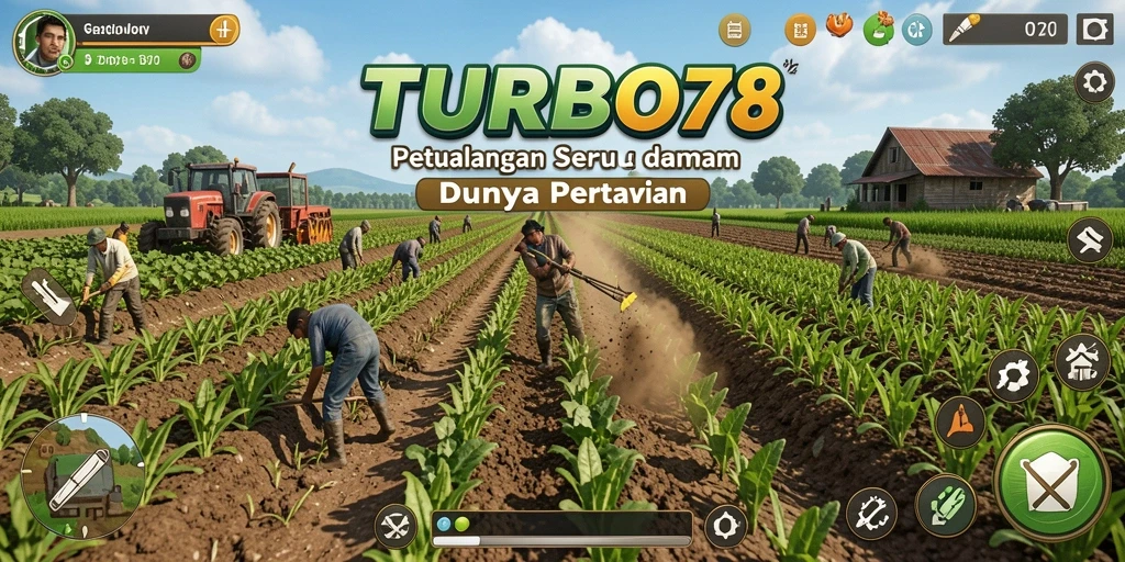 TURBO78 menampilkan gameplay pertanian yang seru dan interaktif.