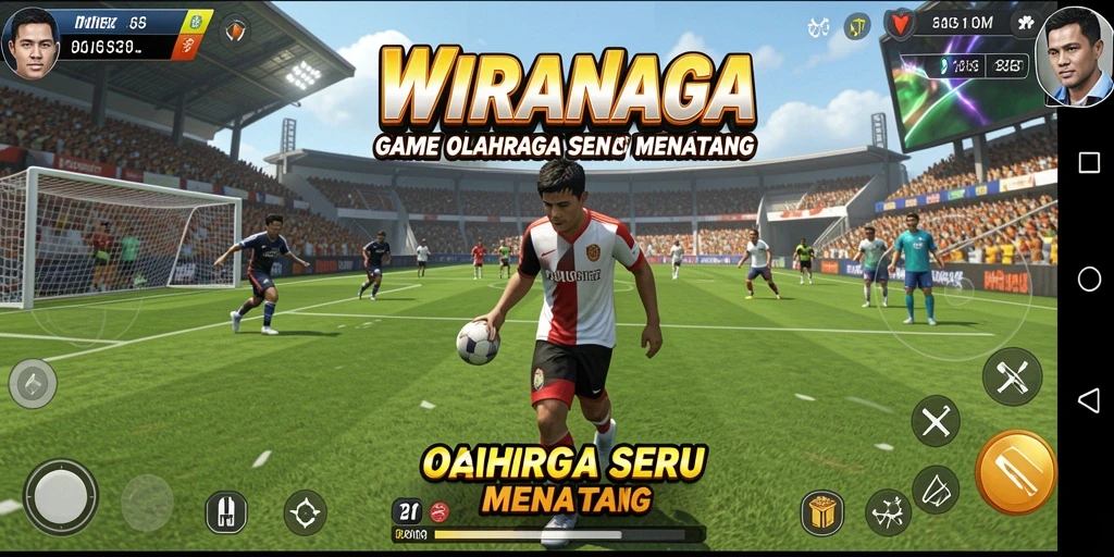 Tampilan gameplay seru dalam WIRANAGA untuk cabang olahraga yang beragam.